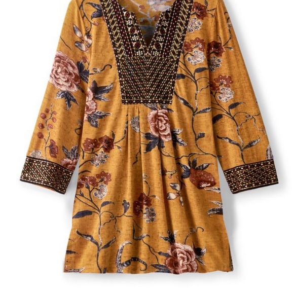 Sundance Mustard Floral Tunic - Etana - Picture 3 of 14